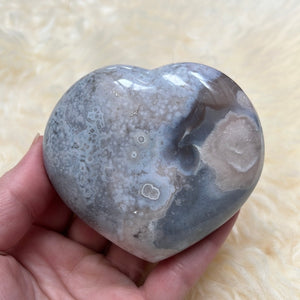 Blue Flower Agate Heart 3