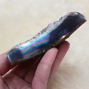 Aura Amethyst Geode Crescent Moon