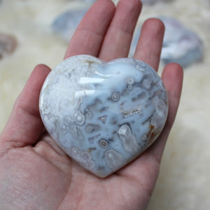 Blue Flower Agate Heart 2