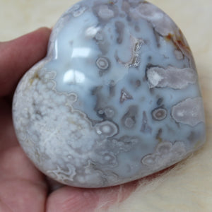 Blue Flower Agate Heart 2
