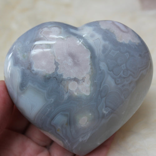 Blue Flower agate Heart 1