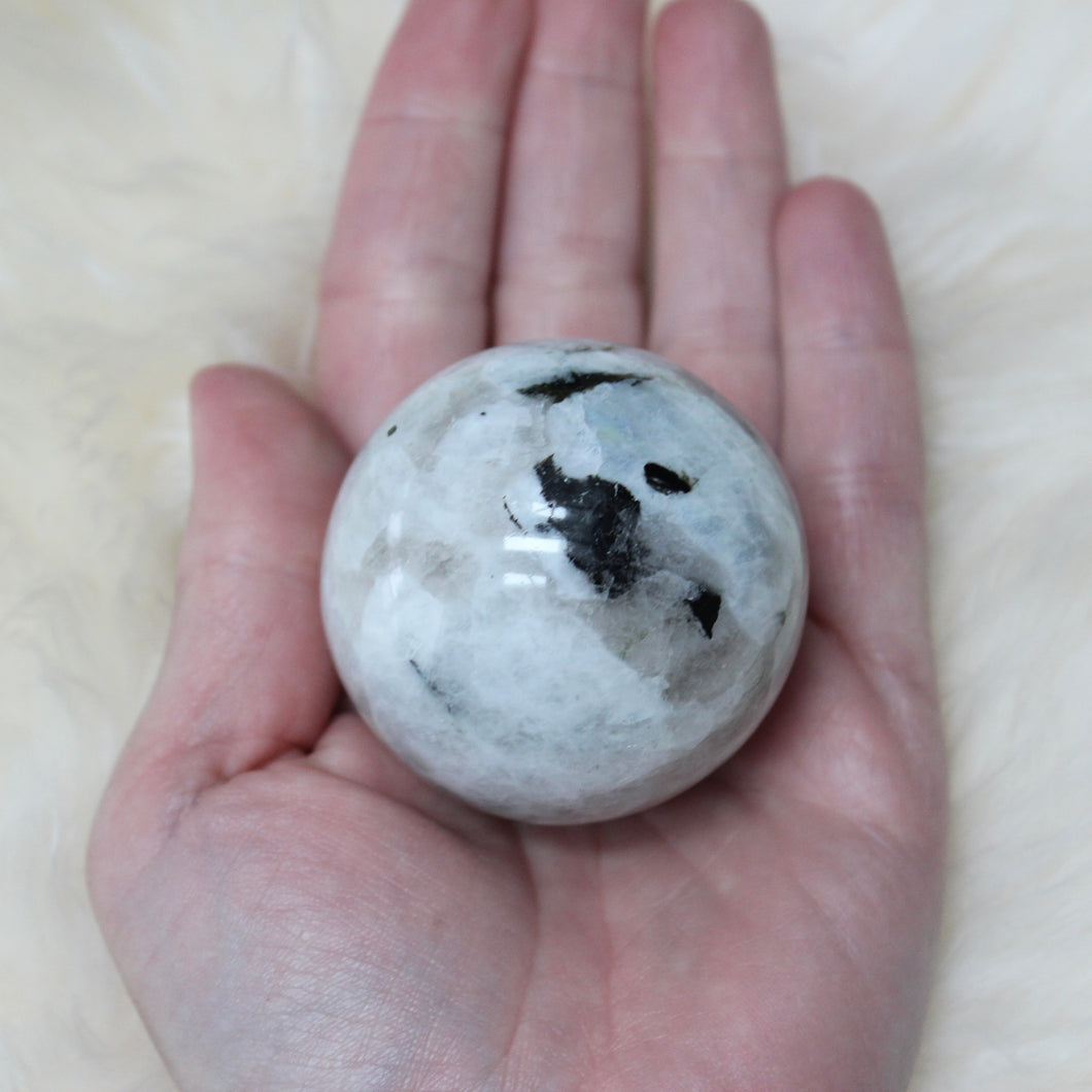 Rainbow moonstone sphere