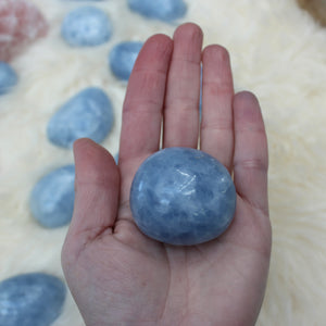 Blue calcite pocket stone