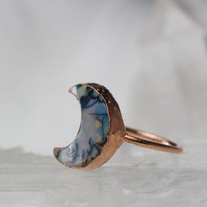 Monarch Opal Crescent Moon Ring || Size 6.75