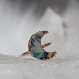 Monarch Opal Crescent Moon Ring || Size 6.75