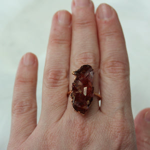 Ruby aura quartz ring