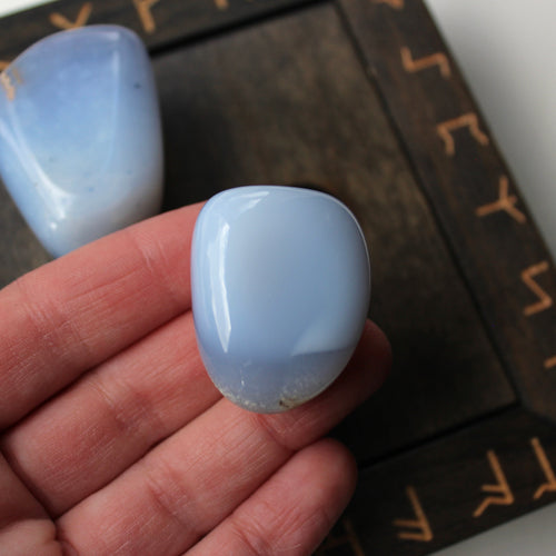 Blue chalcedony pocket stone